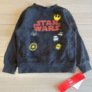 NWT Star Wars Kids Crewneck Sweatshirt Heather Dark Gray Graphic Print Size 4T